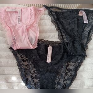 Victoria's Secret Black and Pink Lace Panties Bundle